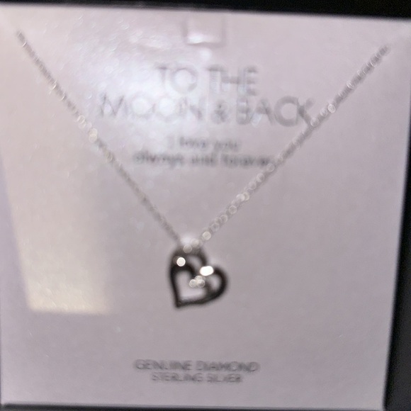 NWT Diamond Accent Double Heart Necklace in Sterling Silver - Picture 5 of 5